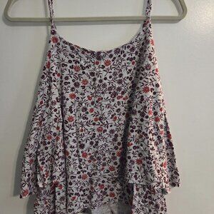 Grey and Maroon Gap Tank-Floral Pattern Flowy